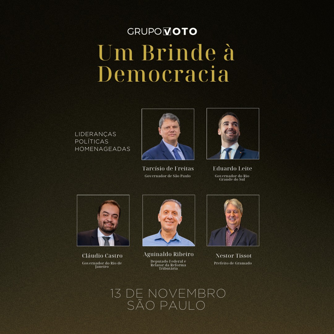 Em noite de homenagens, jantar “Um Brinde à Democracia” reúne lideranças políticas e empresariais do país